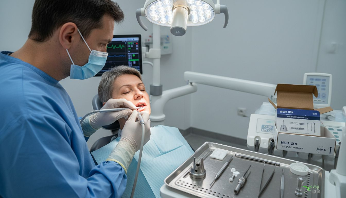 Medicul chirurg montează un implant dentar de tip All-on-4