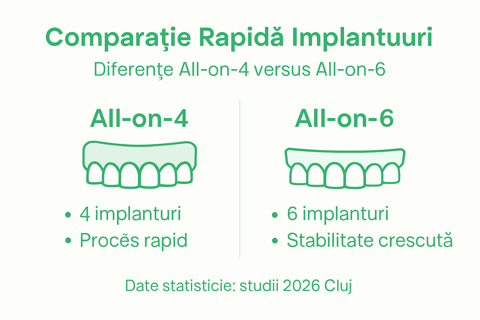 Infografic: principalele diferențe între sistemele All-on-4 și All-on-6