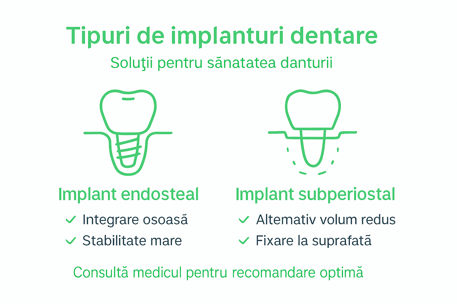 Ghid vizual despre principalele tipuri de implanturi dentare