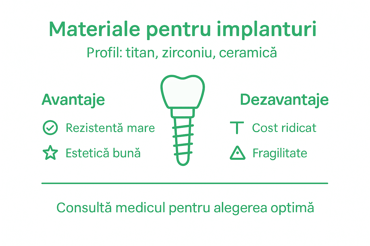 Infografic: plusuri și minusuri ale materialelor folosite pentru implanturi