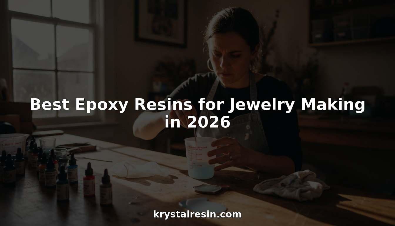 Jewelry maker crafting with epoxy resin at table