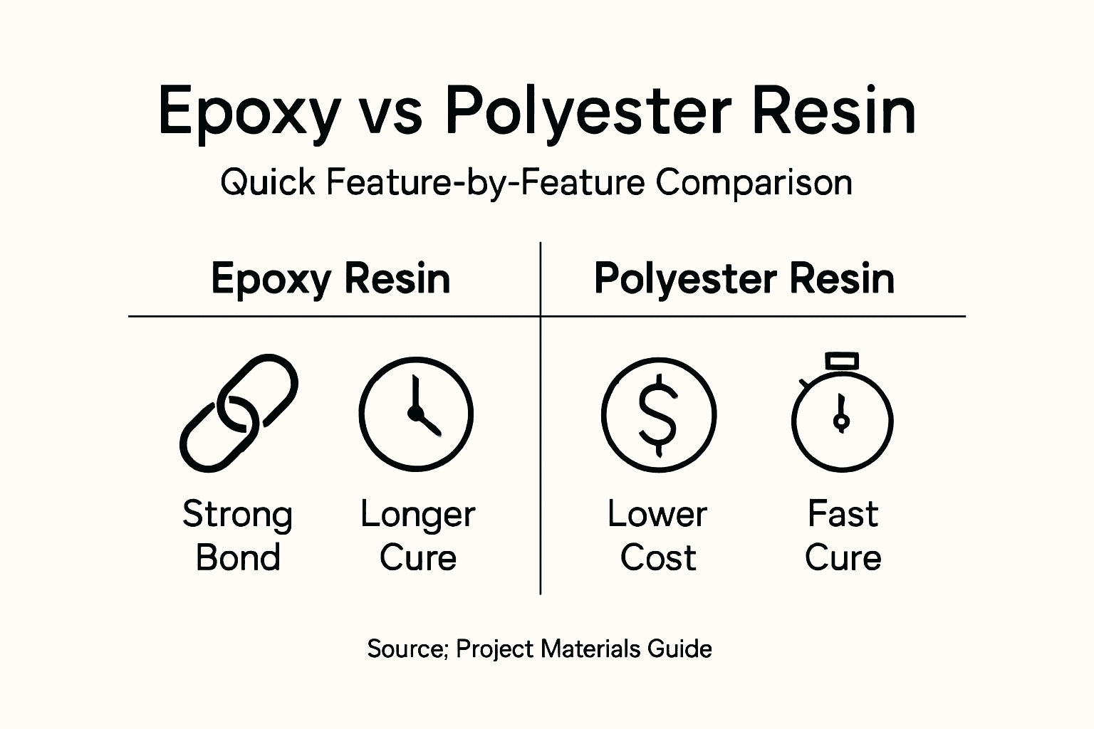 Infographic summarizing epoxy and polyester resin features