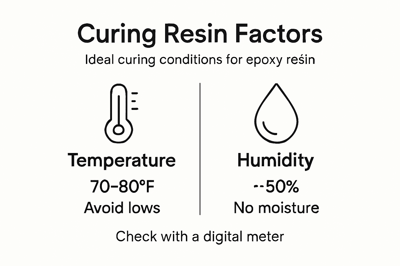 Infographic showing epoxy resin curing conditions