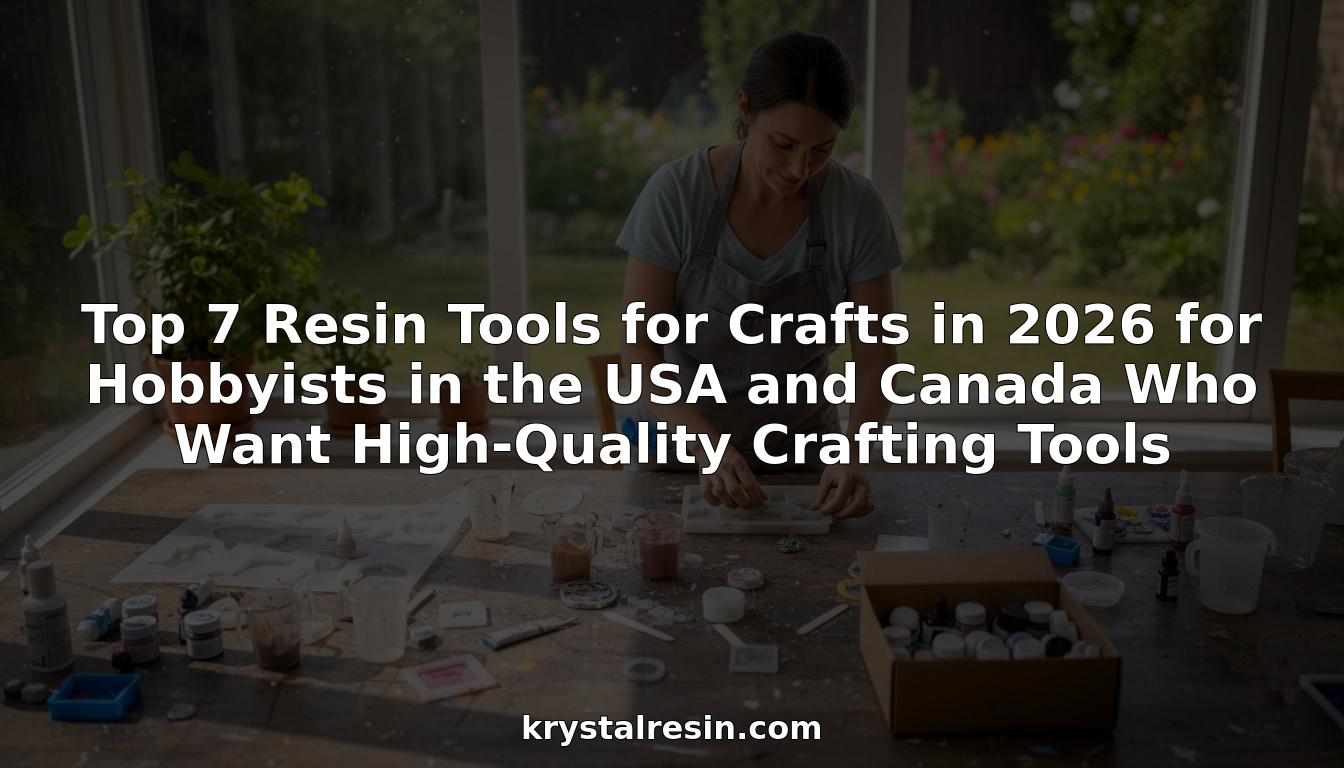 Hobbyist arranging resin crafting tools in bright workspace