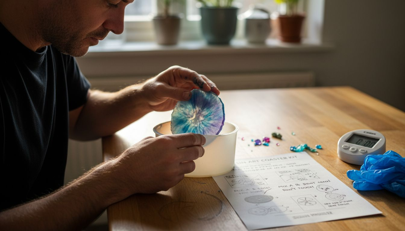 Demolding resin coaster from silicone mold