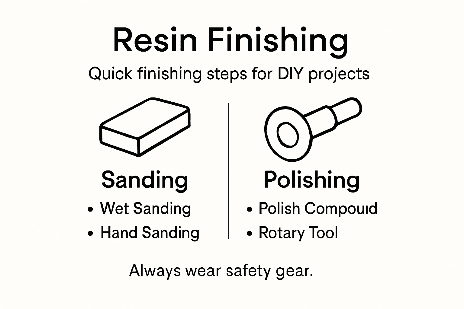 Infographic showing resin finishing techniques