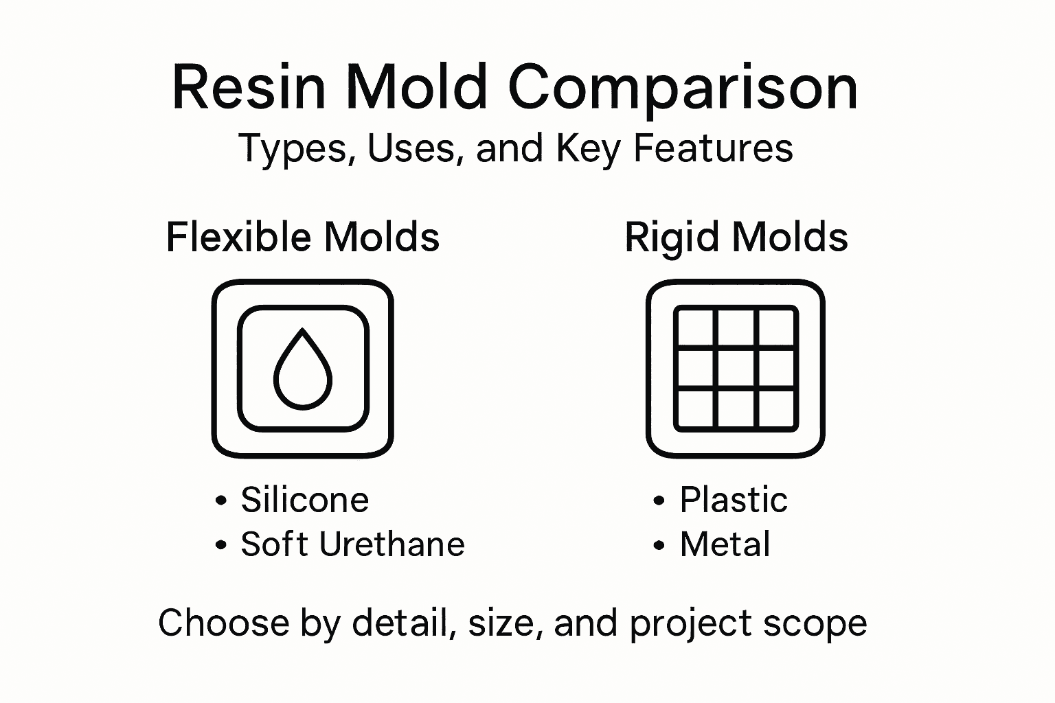 Infographic comparing flexible and rigid resin molds