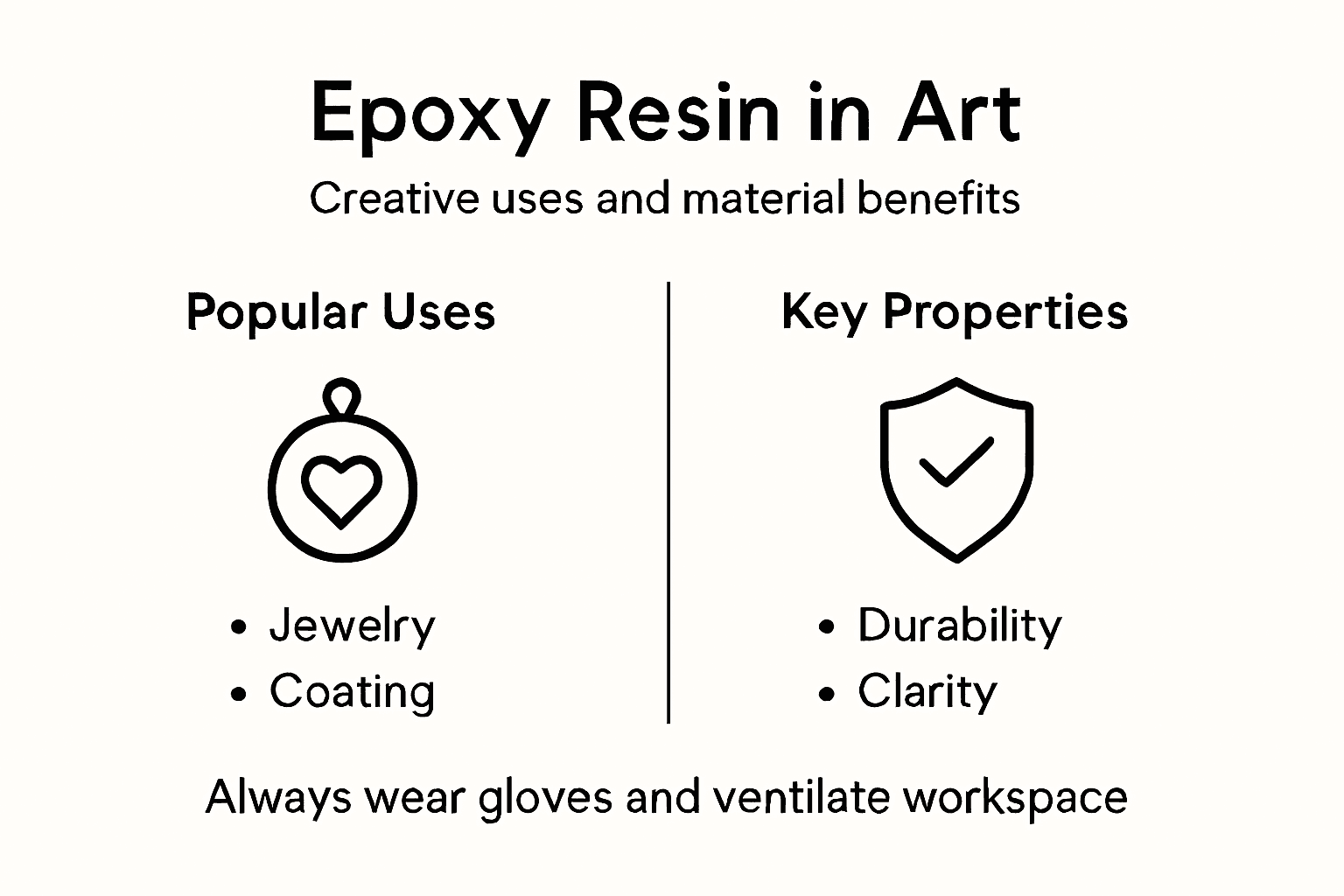 Infographic of epoxy resin art uses and properties