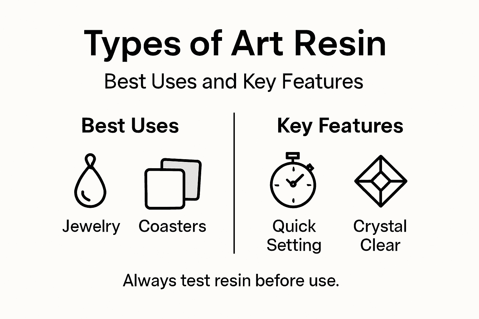 Infographic showing resin types and best uses