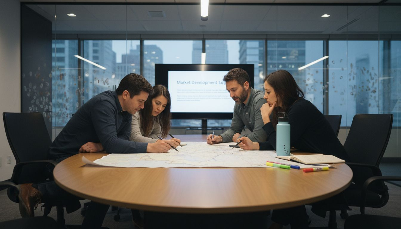 Team working on market expansion strategy