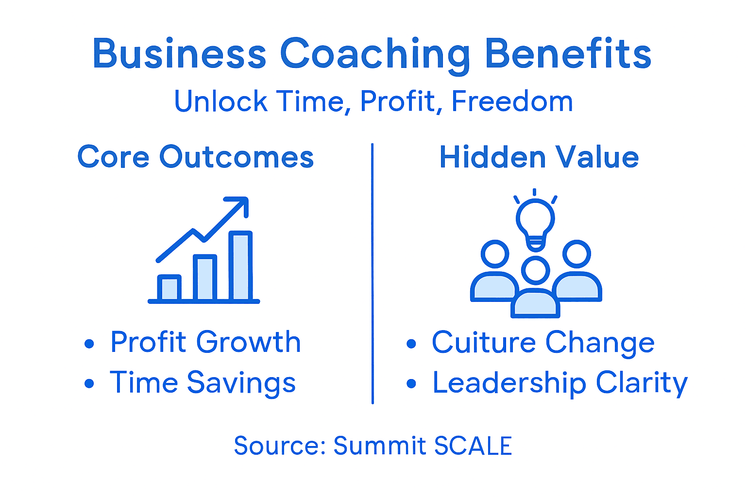 Infographic showing business coaching impact summary