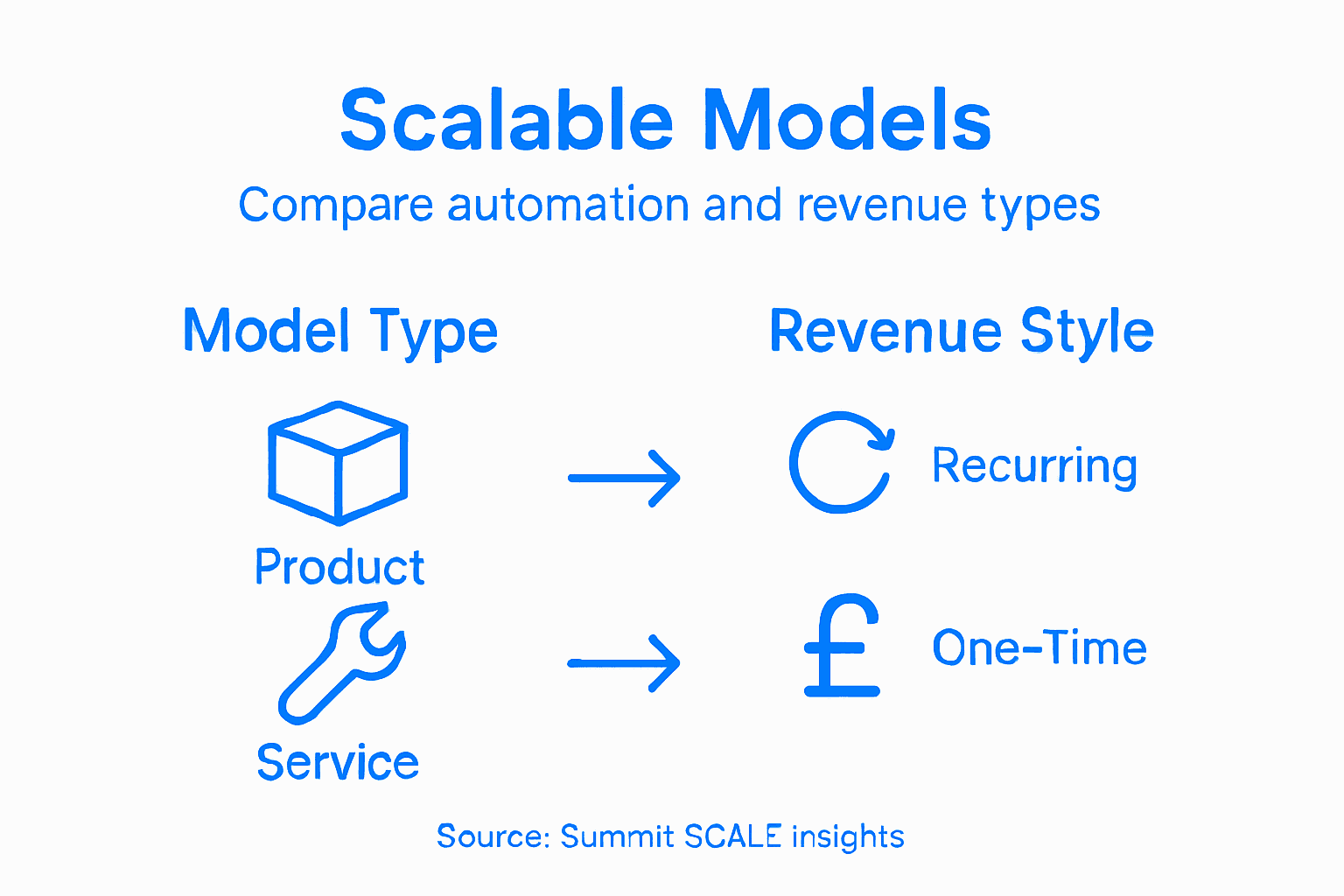 Infographic comparing scalable business models