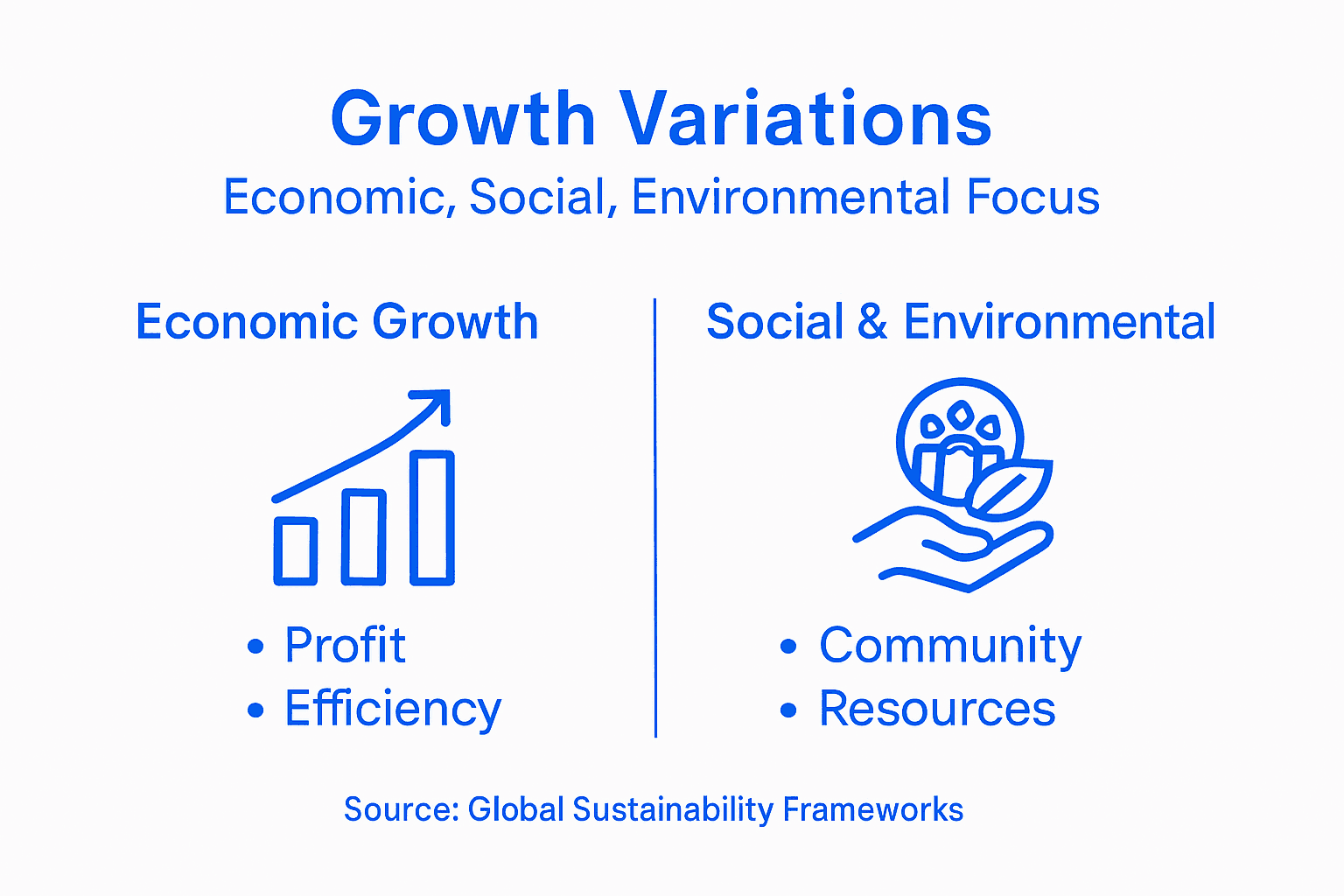 Infographic showing economic, social, and environmental growth