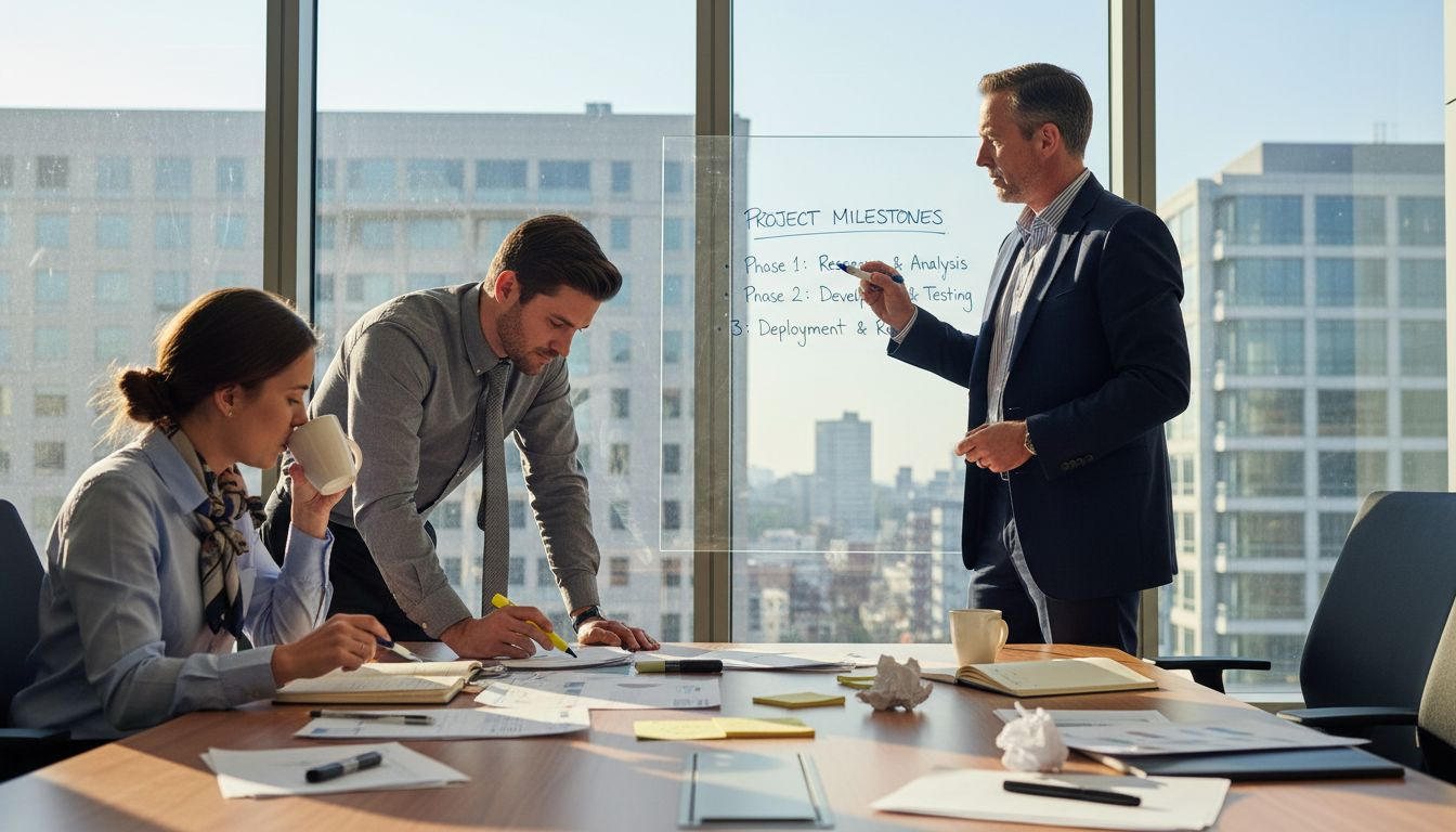 Manager outlining business strategy during team session