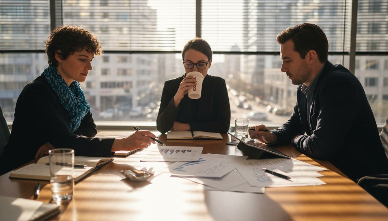 Team discussing customer retention report