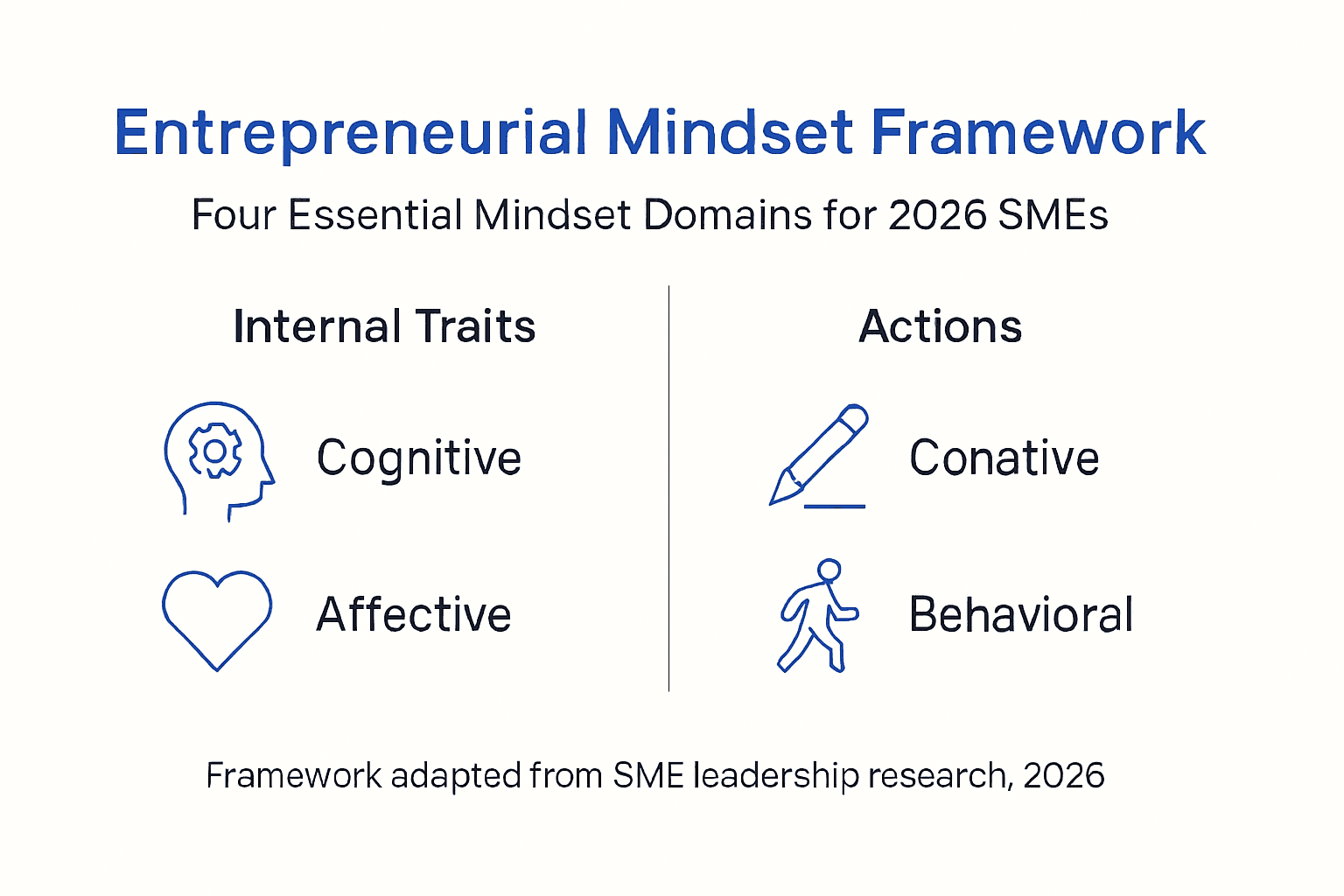 Infographic showing four mindset domains for SMEs