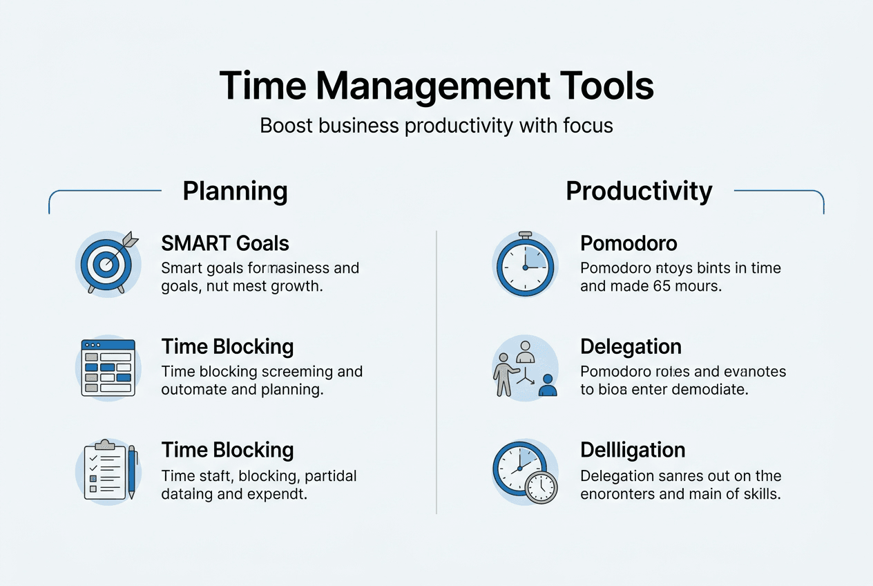 Infographic showing time management tools