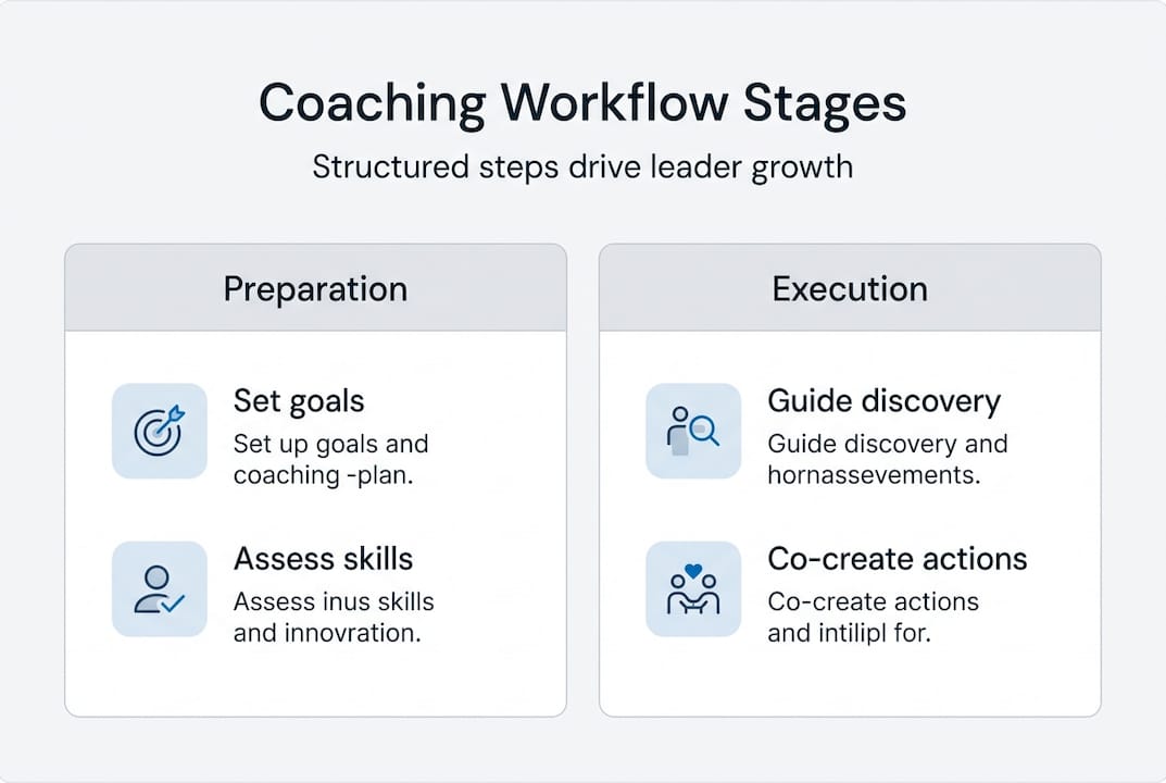 Workflow stages infographic for coaching