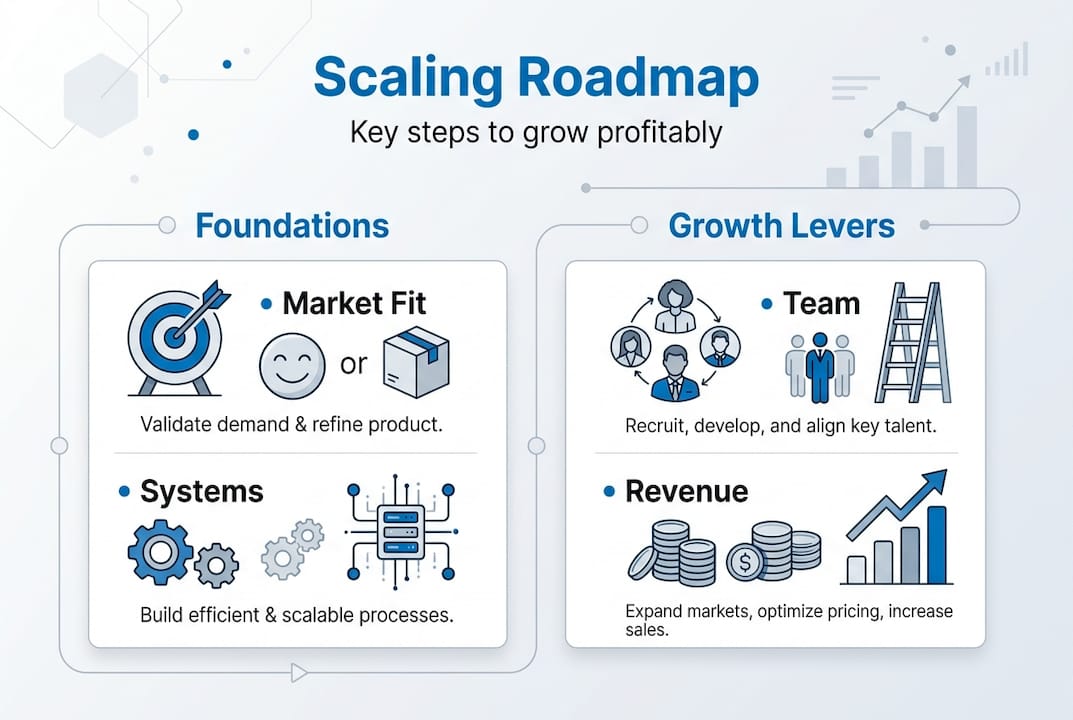 Infographic with scaling roadmap key steps