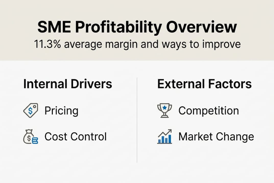 Infographic with SME profit drivers and average