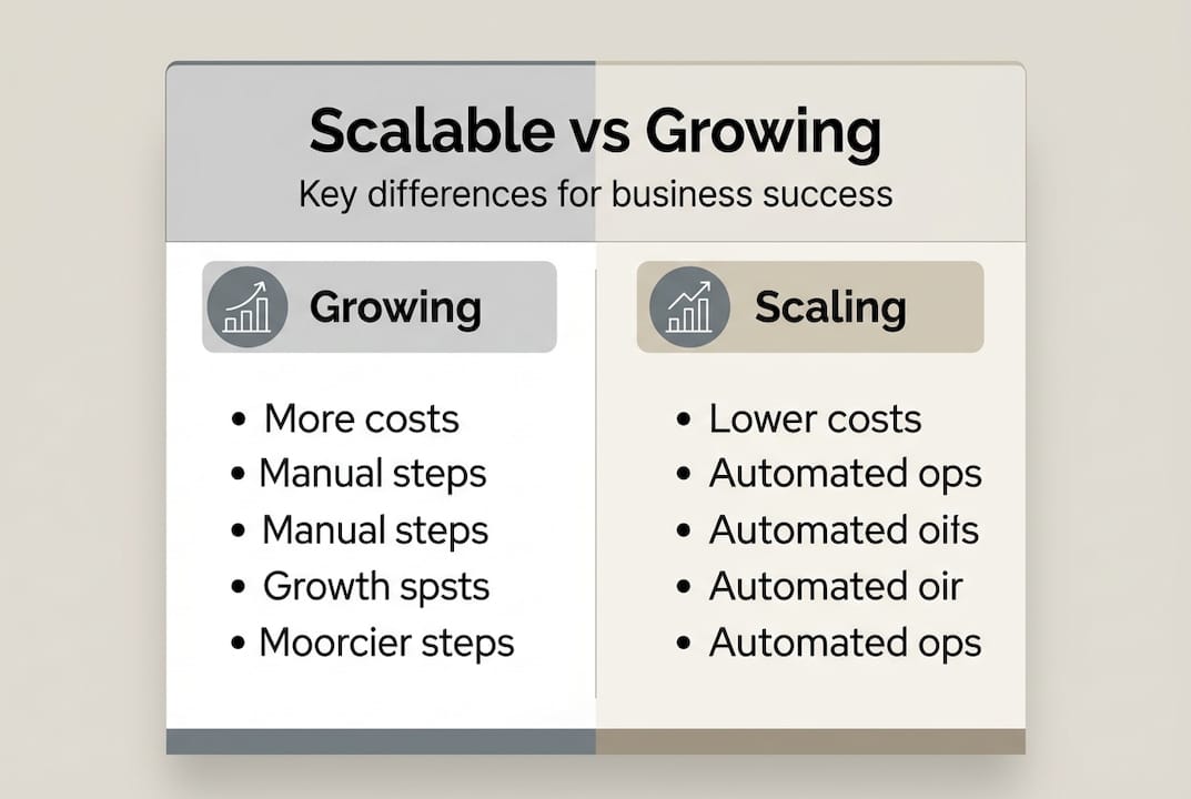 Infographic comparing scaling and growth in business
