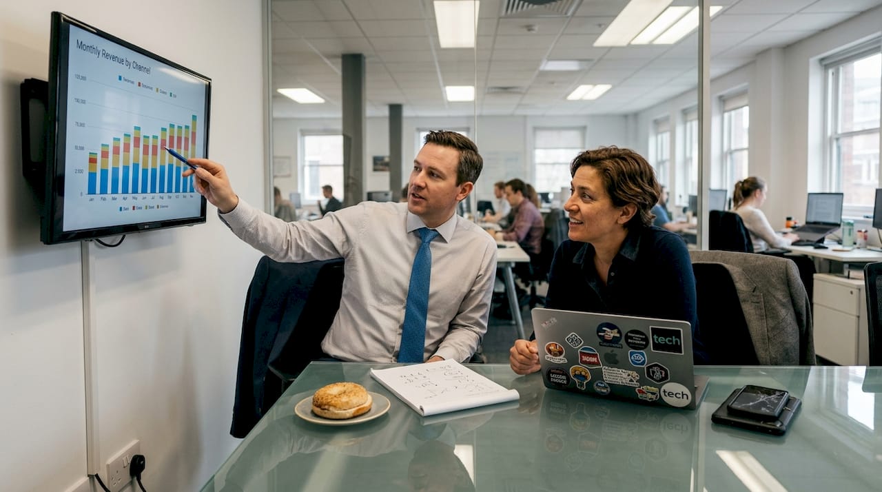 Managers reviewing team sales performance