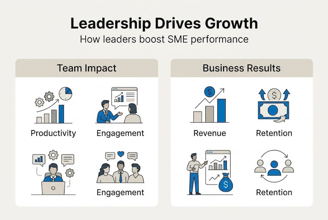 Infographic showing leadership impact on growth