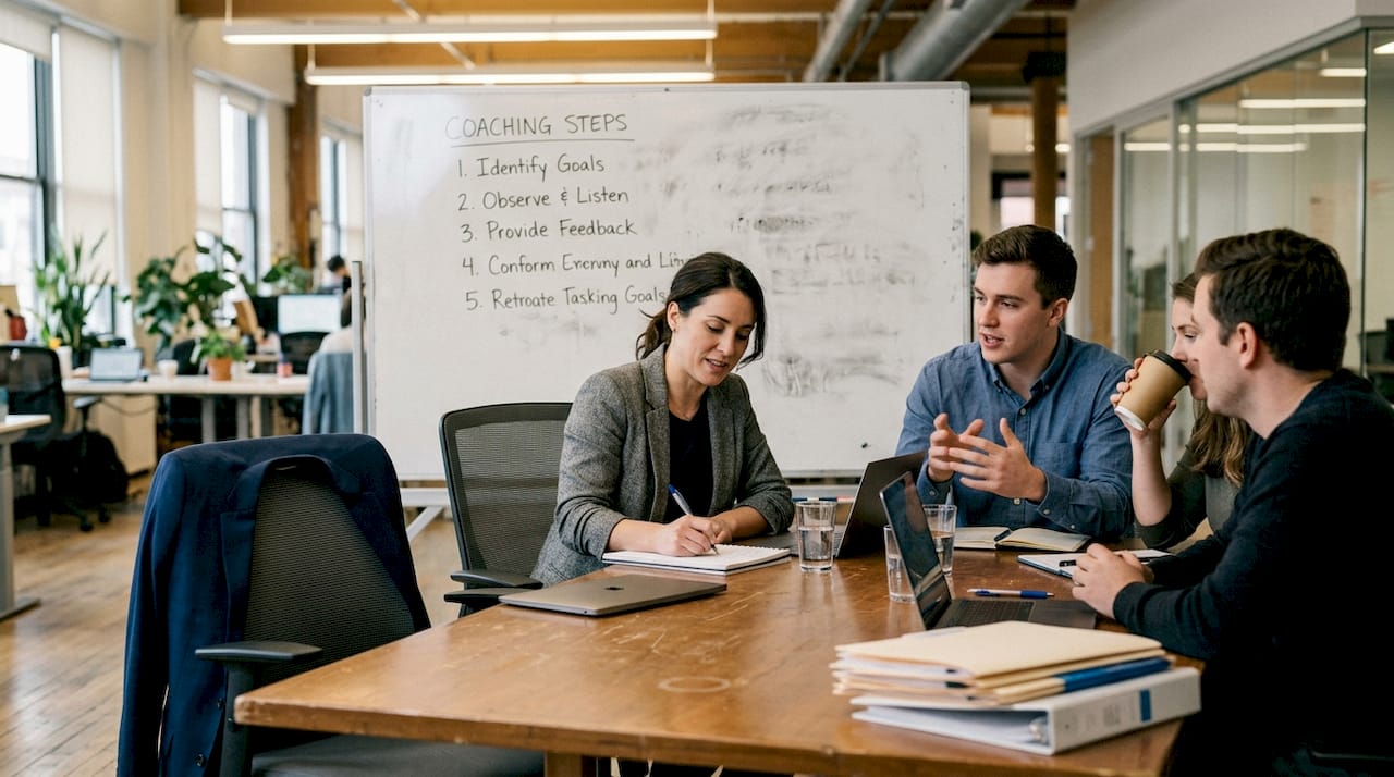 Business leader taking notes in team meeting