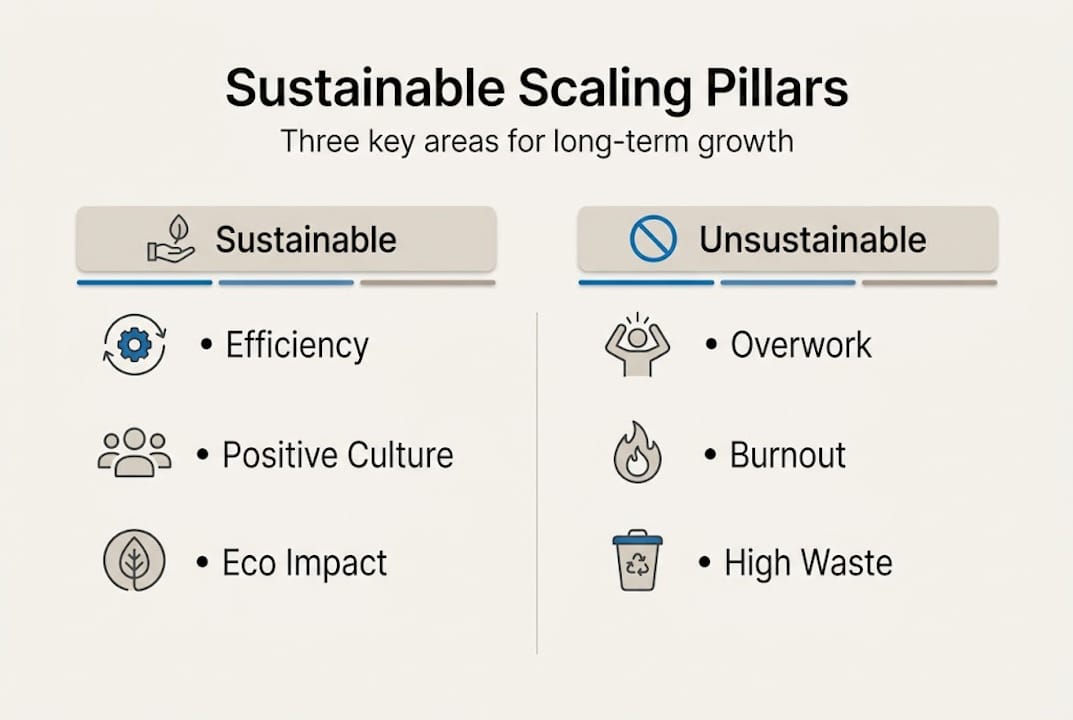 Infographic with pillars of sustainable business scaling