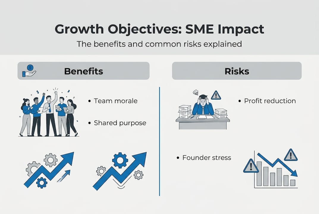 Infographic outlining SME growth benefits and risks
