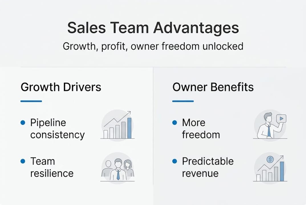 Infographic showing sales team advantages