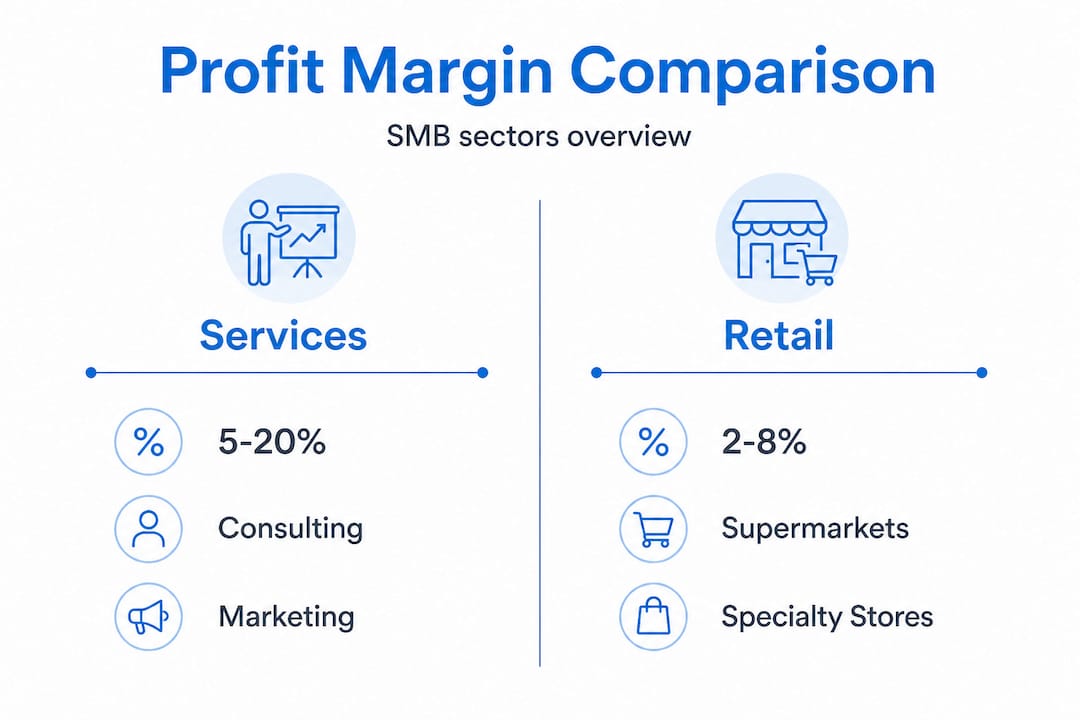 Infographic comparing profit margins by sector