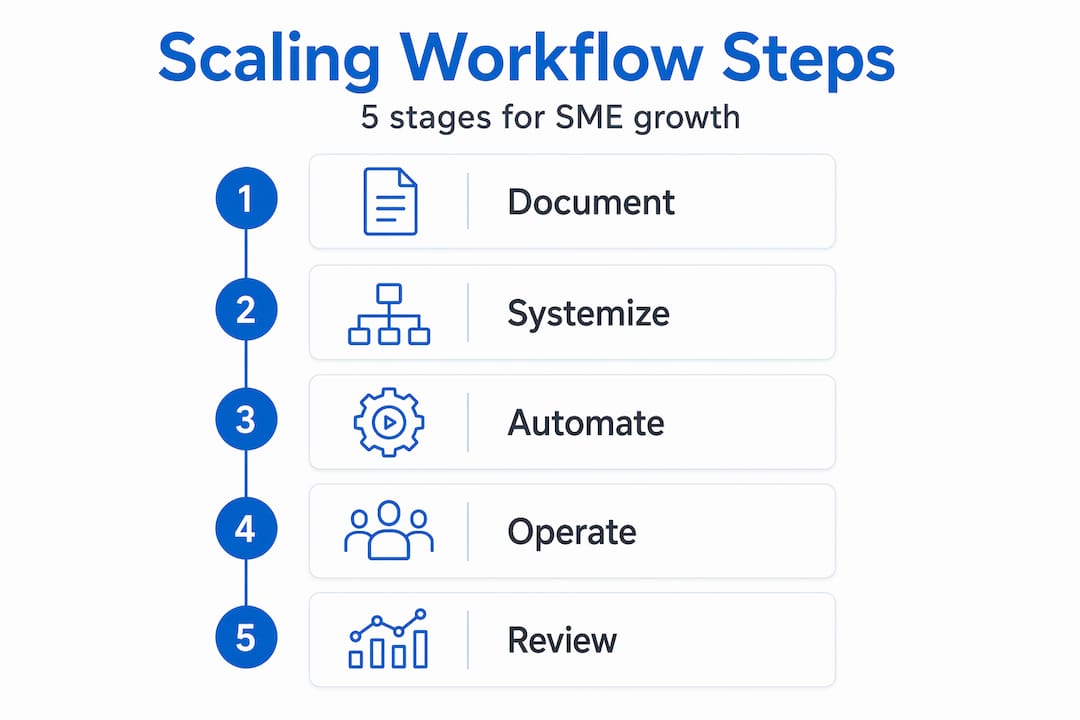 Infographic outlining SME scaling workflow steps