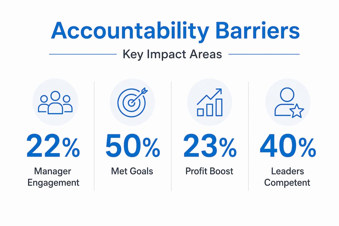 Infographic showing accountability barriers and statistics