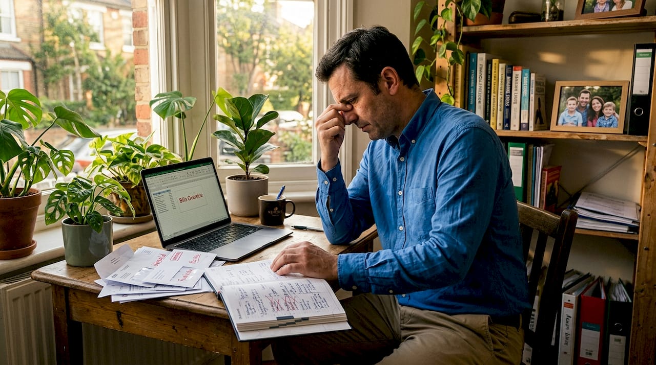 Man handling daily scheduling stress