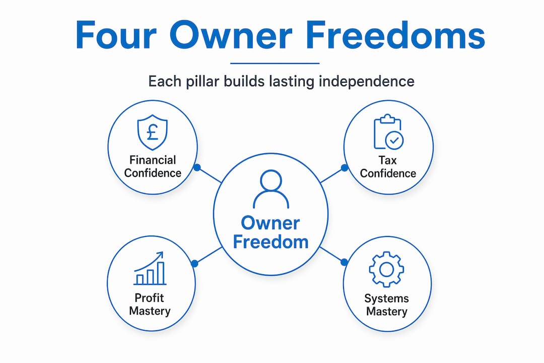 Infographic showing four pillars of owner freedom