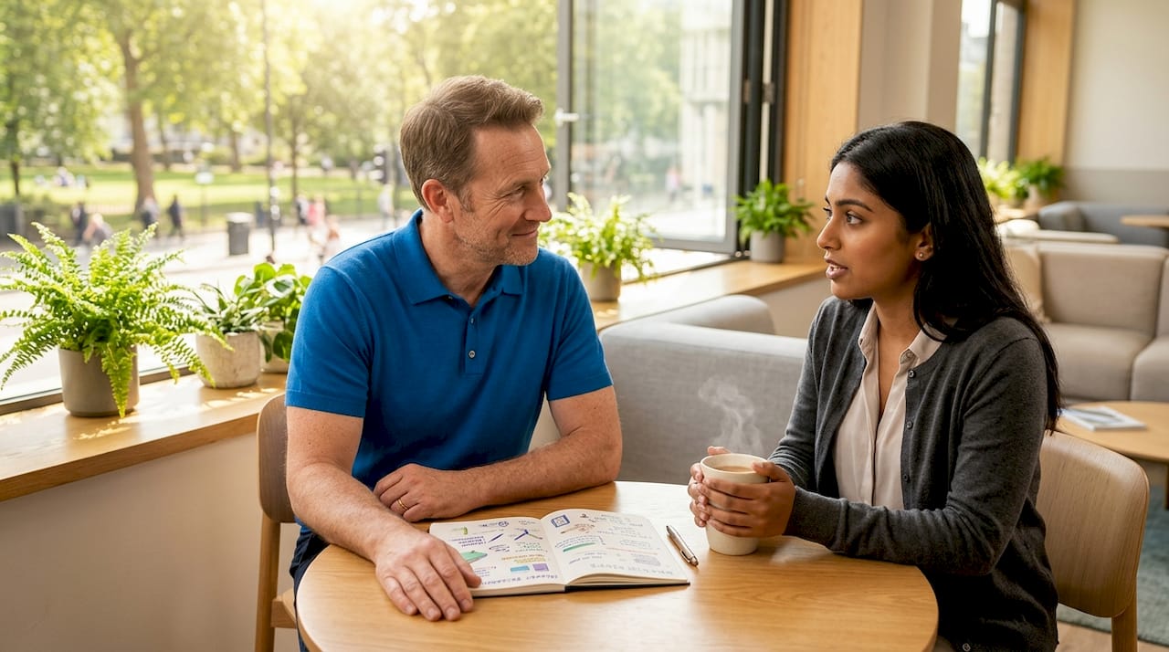 Manager listening empathetically to colleague