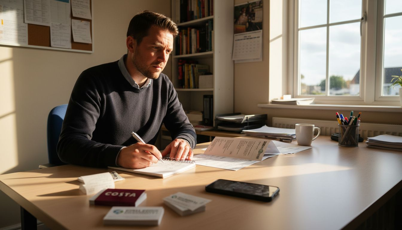 Franchise owner planning at desk