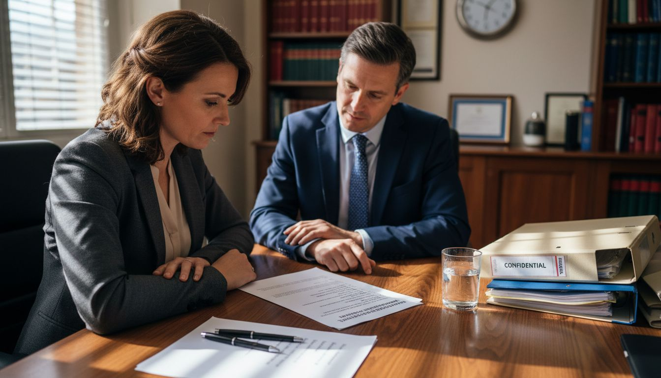 Business partners discuss franchise fee breakdown