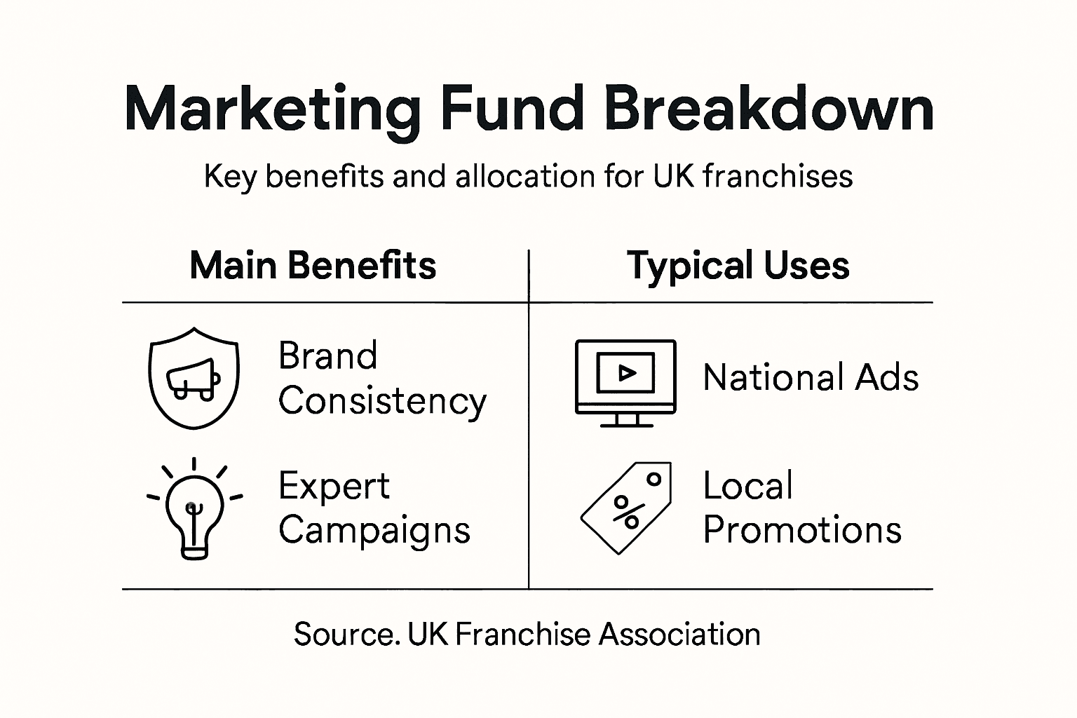 Infographic marketing fund allocation and benefits