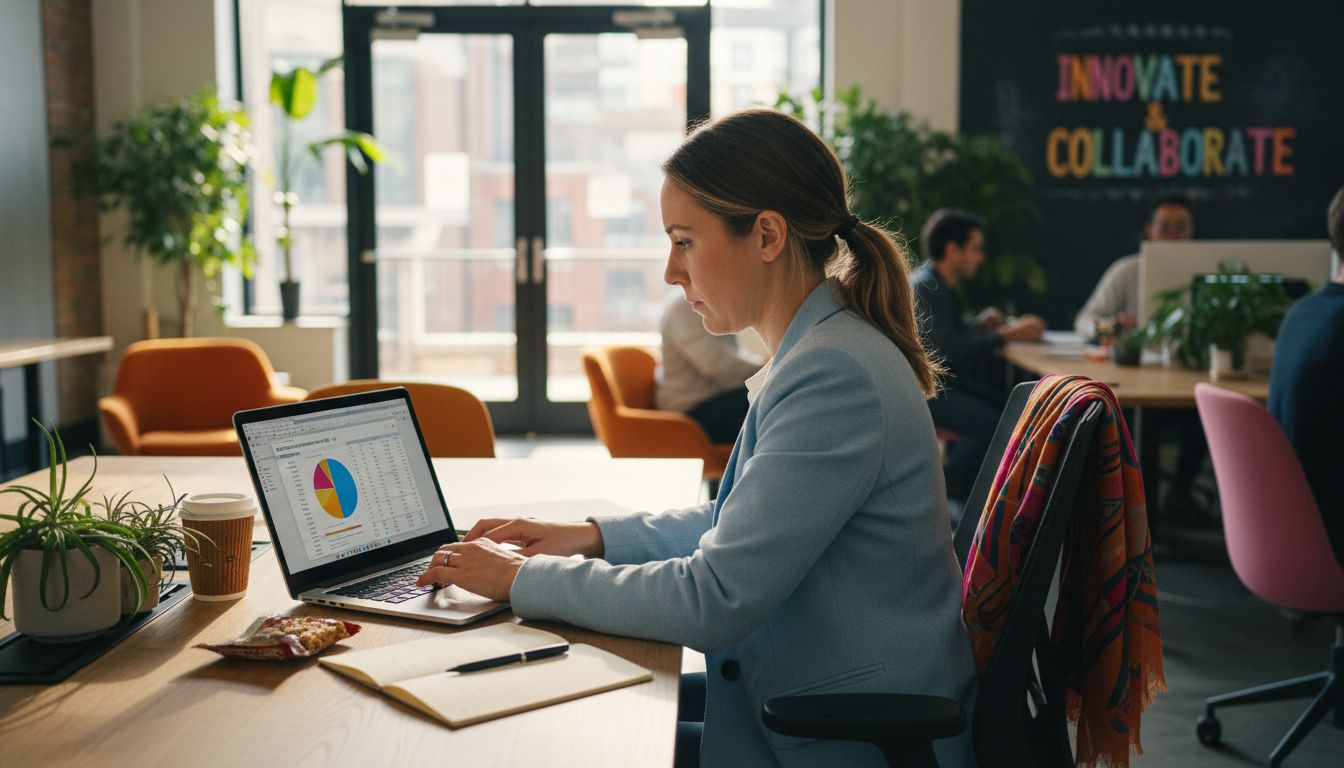 Franchise business checklist UK: your 2026 investment guide Woman calculating franchise investment at shared desk