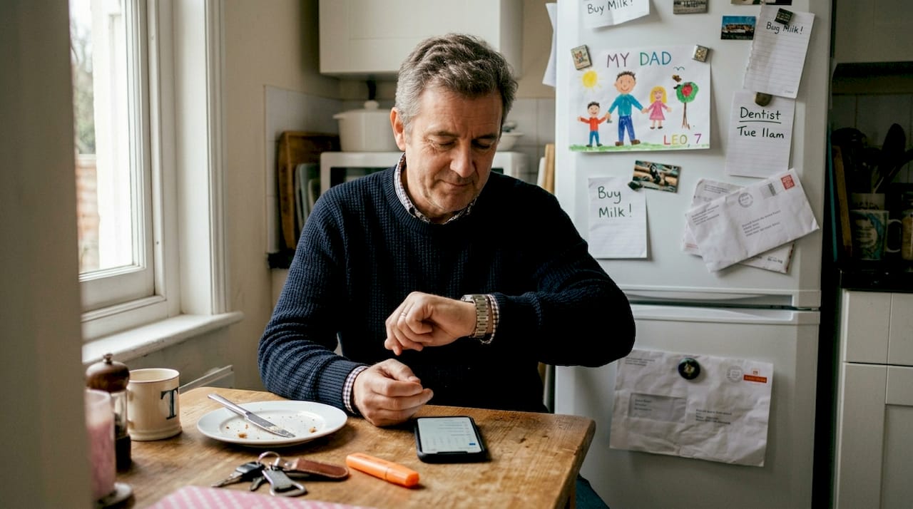 Franchise owner planning time at kitchen table