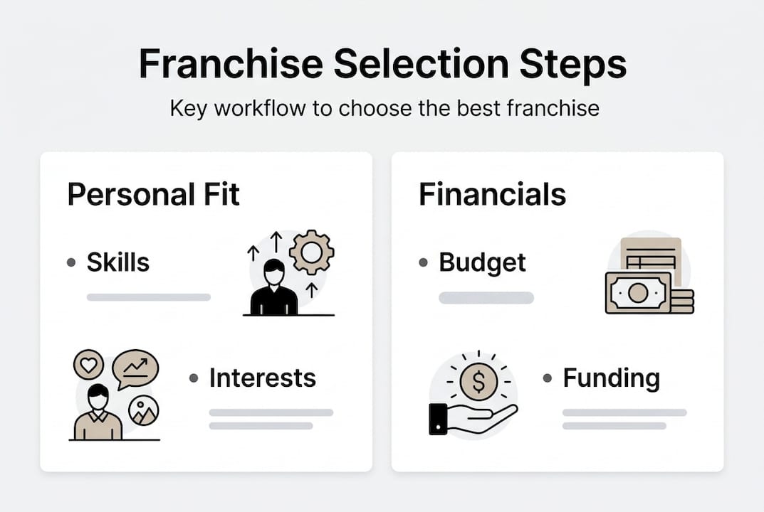 Infographic showing franchise selection steps