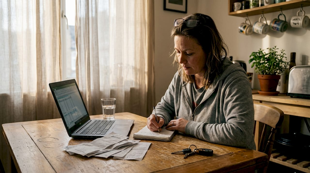 Woman calculating franchise investment costs