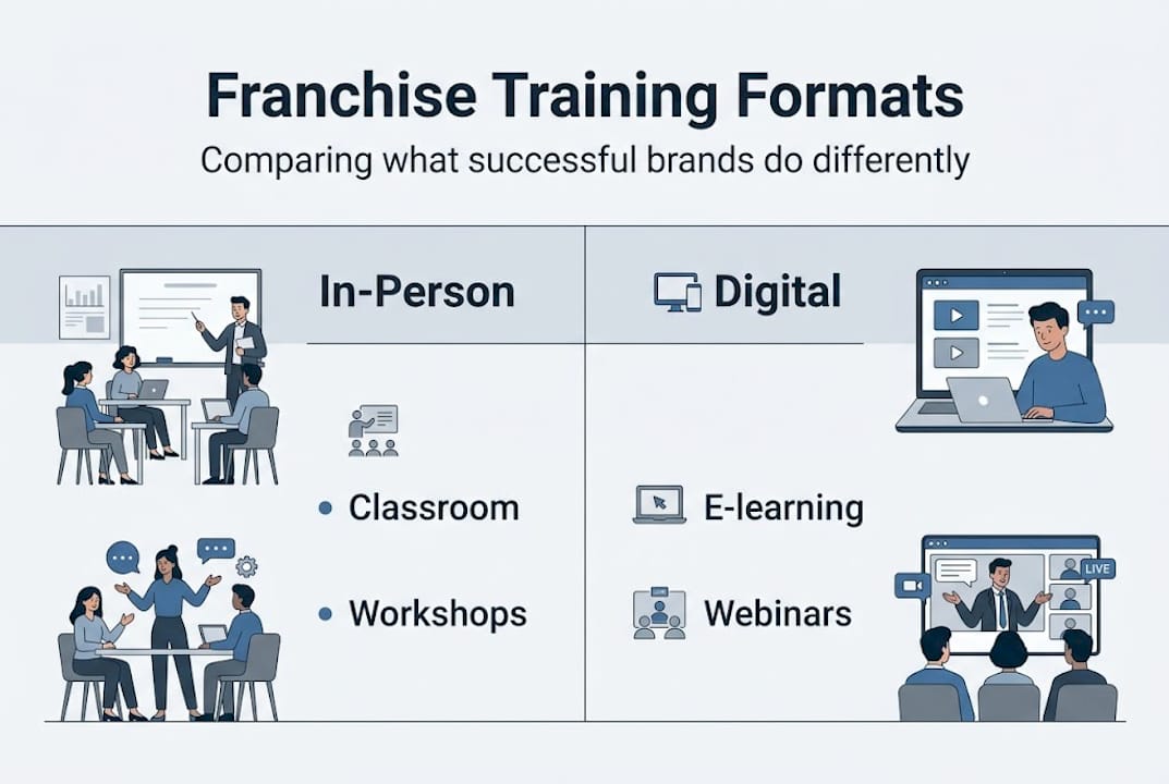 Infographic on franchise training formats comparison