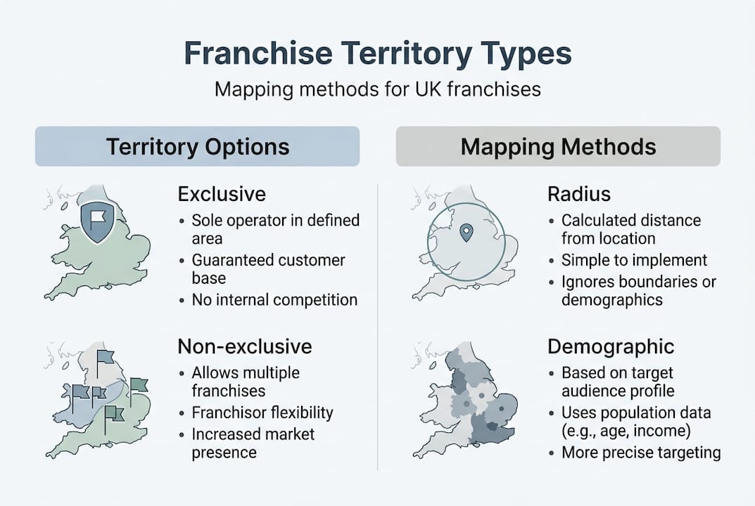 Infographic showing franchise territory mapping types