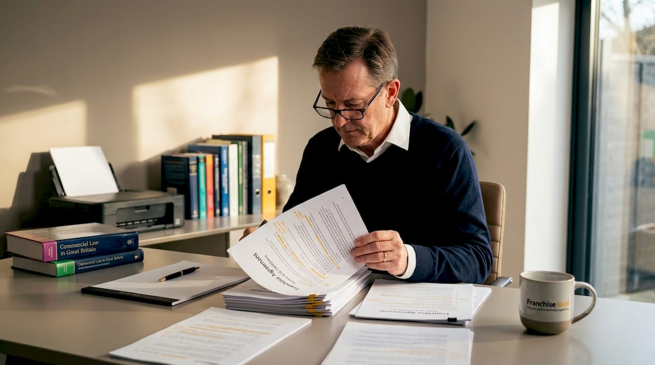 Franchisor support: what every UK franchisee must know Advisor reviewing franchise agreements at home desk