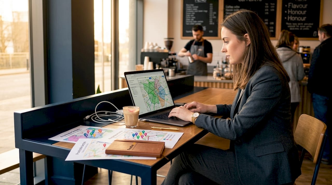 Types of franchise territories: your 2026 guide Businesswoman mapping franchise territory boundaries