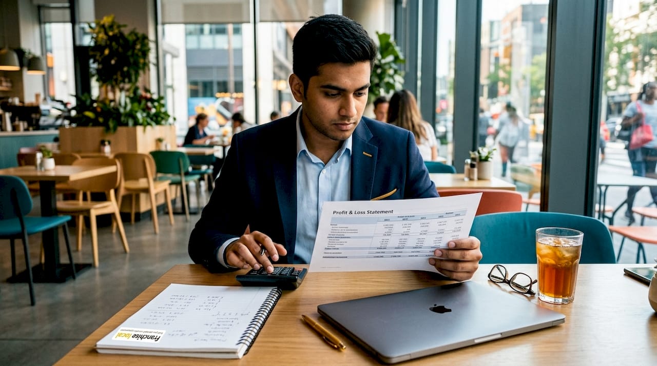 Consultant analyzing franchise financial documents