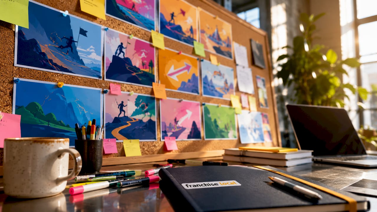 What is franchise brand storytelling: a practical guide Illustration of franchise storytelling plot storyboard